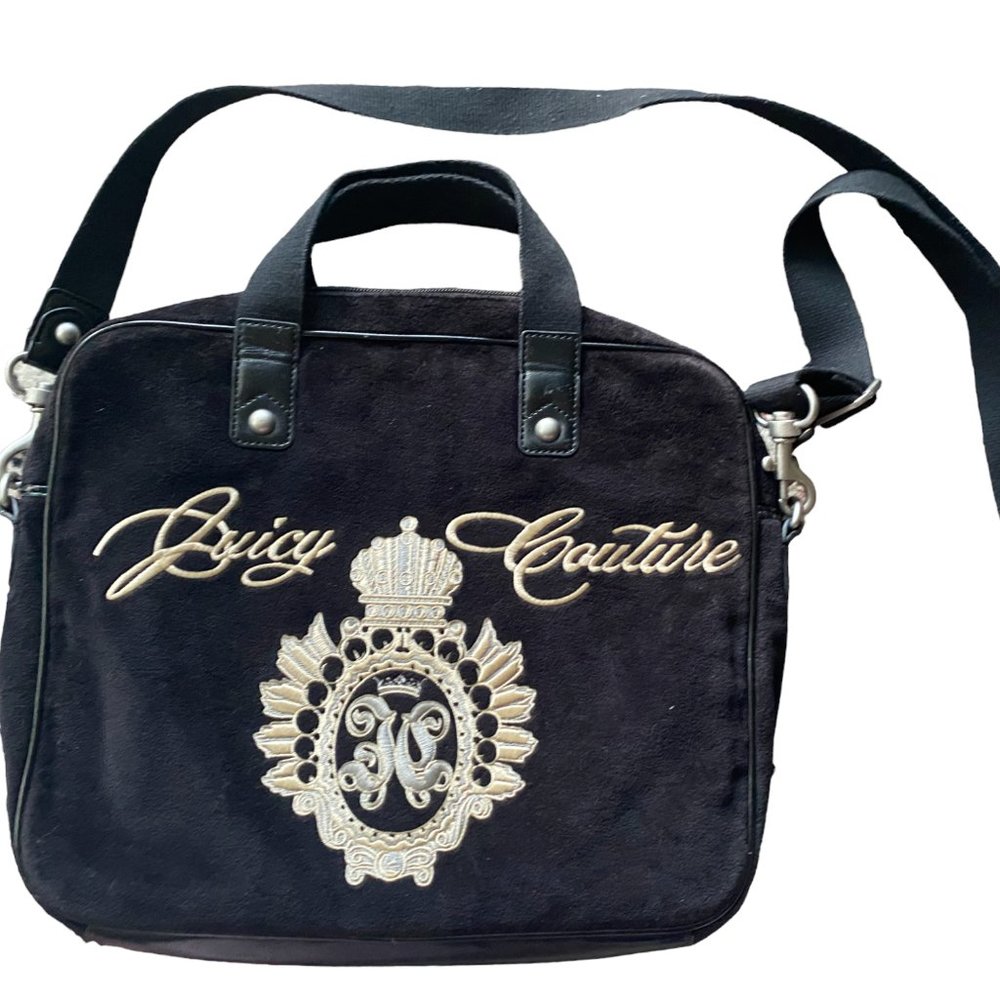 Juicy Couture laptop Velvet Velour  bag with adjustable strap VINTAGE
